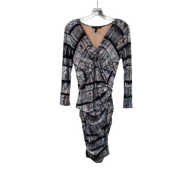 BCBGMaxAzria Dresses & Skirts - BCBG MAXAZIRA Ruched Bodycon Dress Twisted Front Long Sleeve Size Small